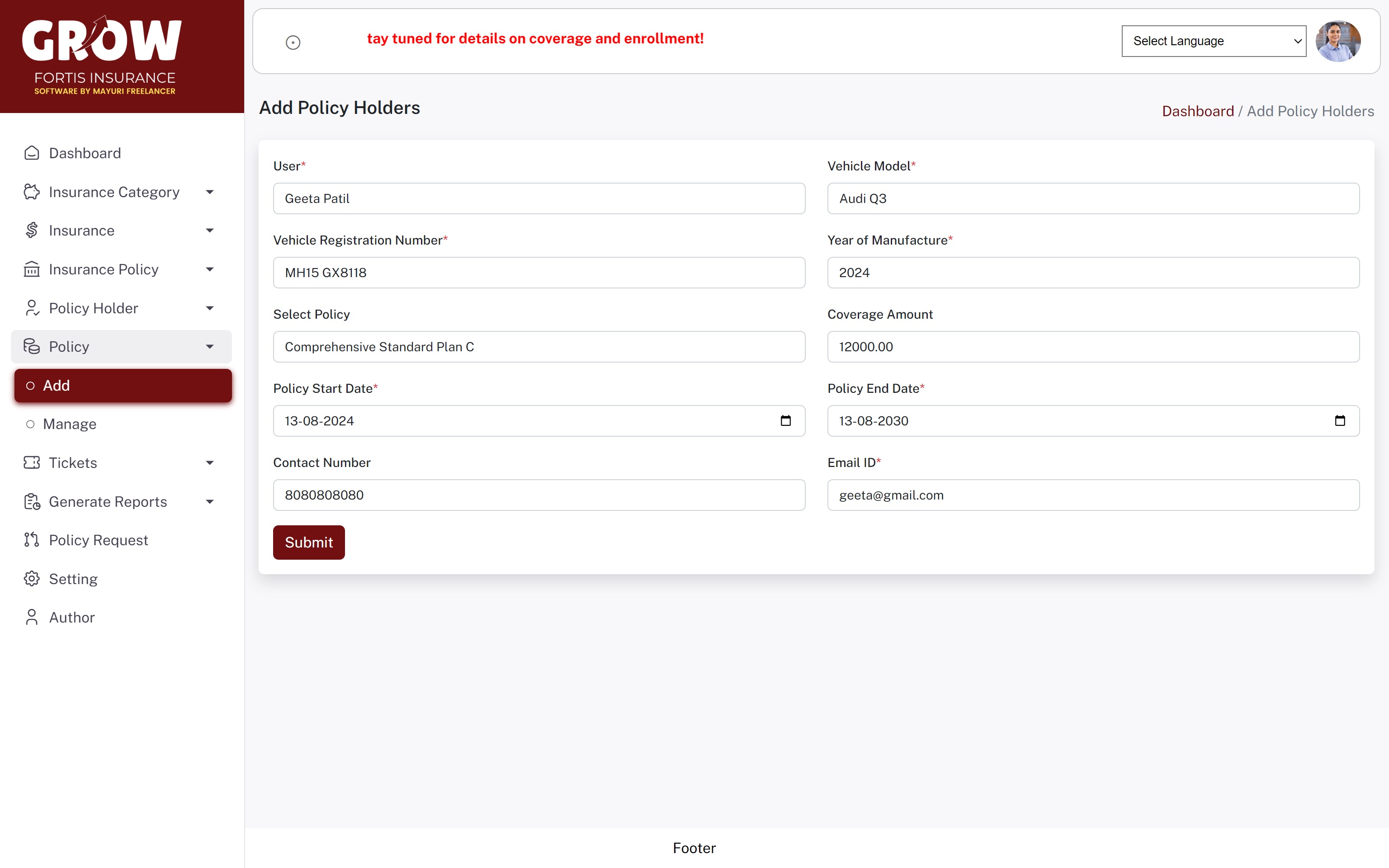 Vehicle Insurance Management System Project In Php Free Download